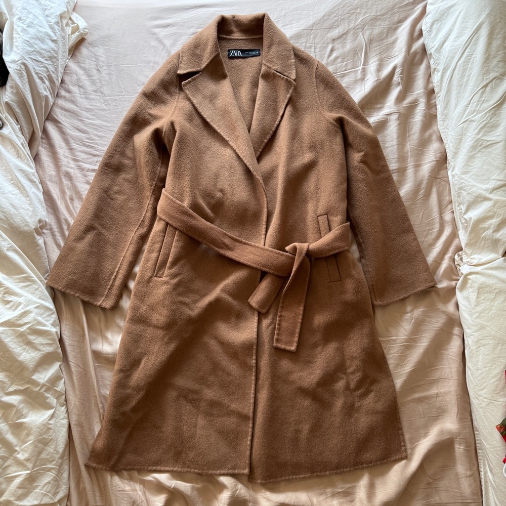 Zara Camel wrap Wool Coat